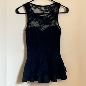 Black Lace Sleeveless Top